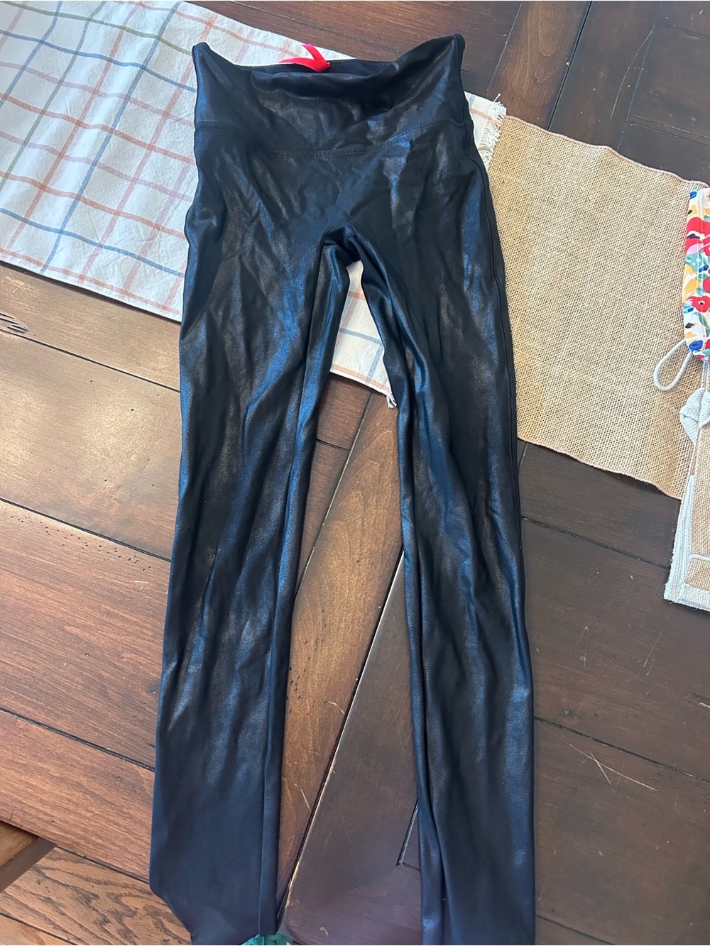 SPANX Shiny Black Faux-Leather Leggings
